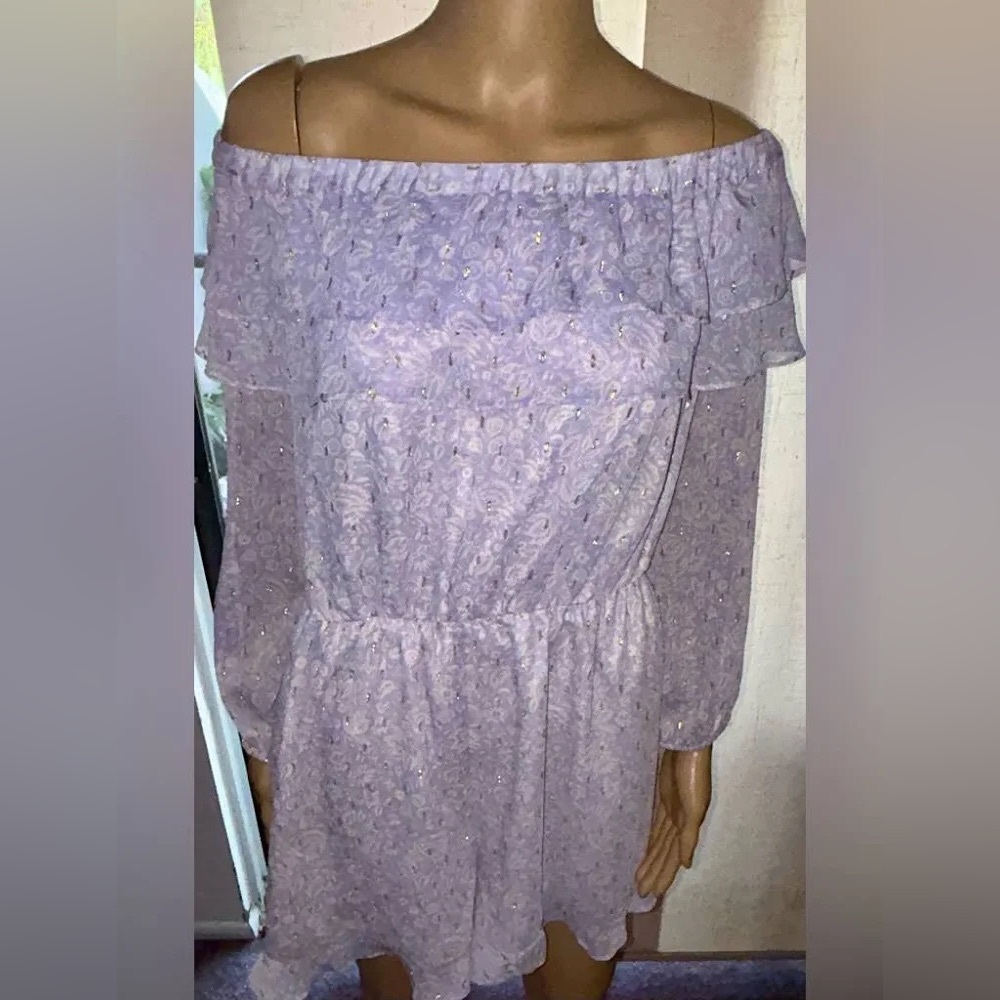 Express Lavender Floral Off-Shoulder Romper